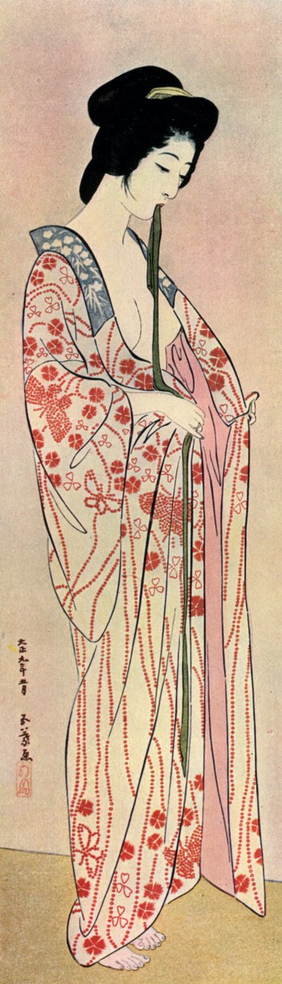 Una donna giapponese che indossa un nagajuban, 1920-1930 da Goyo Hashiguchi