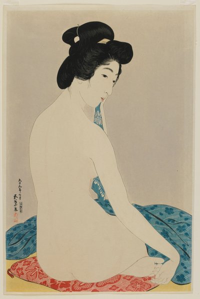Donna dopo un bagno, era Taisho, luglio 1920 da Goyo Hashiguchi