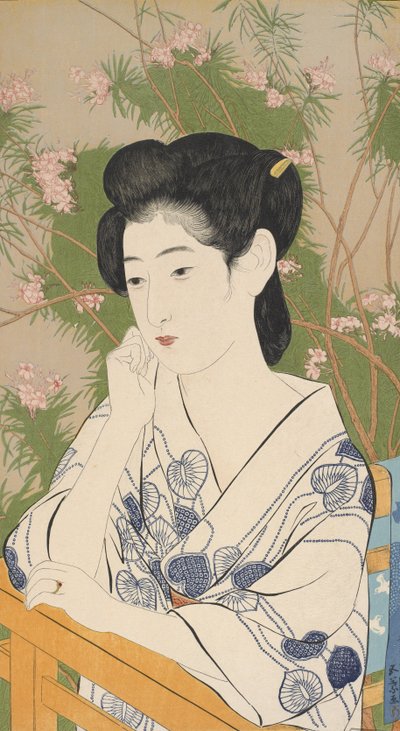 Donna in un hotel con sorgente termale, 1920 da Goyo Hashiguchi