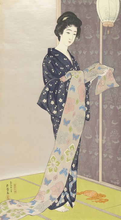 Giovane donna in kimono estivo da Goyo Hashiguchi