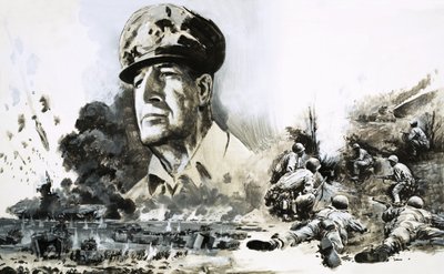 Douglas MacArthur con le scene dello sbarco del D-Day da Graham Coton