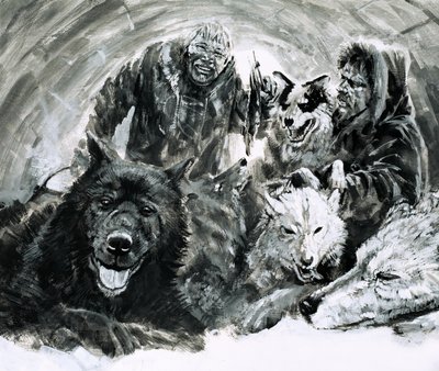 Vilhjalmar Stefansson scopre gli eschimesi biondi (gouache su carta) da Graham Coton