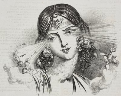 Bellezza femminile, caricatura di Jean-Jacques Grandville, litografia di Gaetano Riccio da Poliorama Pittoresco, n. 20, 24 dicembre da Grandville