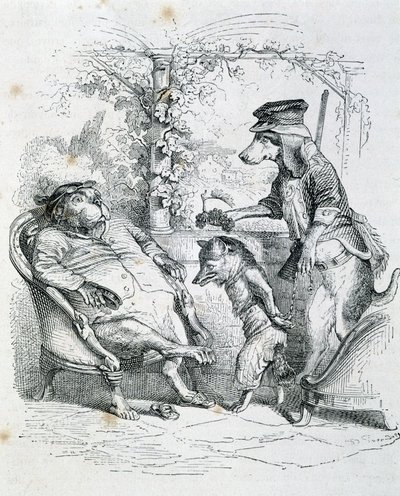 I due cani e la volpe Riffler - di Grandville da Grandville