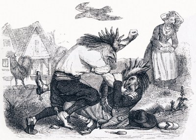 I due galli - Favole di La Fontaine da Grandville