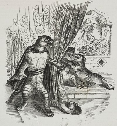 Tigre avanza con pugnale, caricatura di Jean-Jacques Grandville, litografia da Poliorama Pittoresco da Grandville