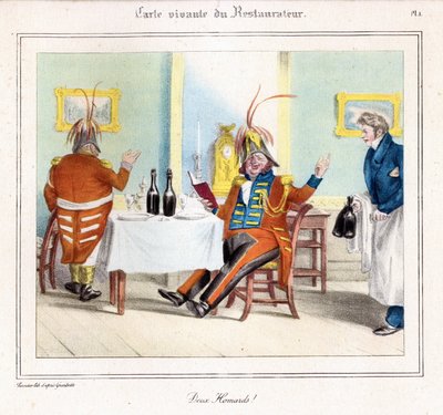La mappa vivente del ristoratore: Due aragoste! 1831-32 (litografia) da Grandville