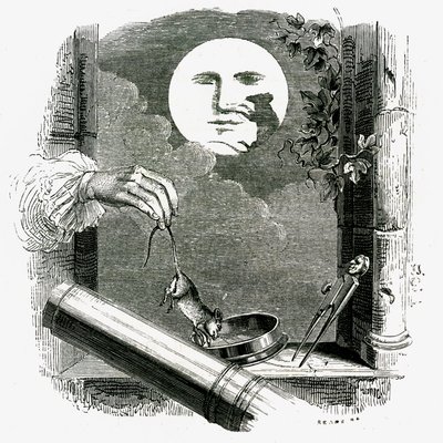 Un animale nella luna: favola di La Fontaine illustrata da Grandville da Grandville (1803 47)