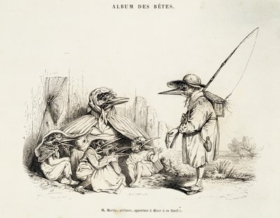 Caricatura di uccelli da Album des betes di Jean-Ignace-Isidore Gerard, noto con lo pseudonimo Jean-Jacques o J. J. Grandville, e Wilhelm von Kaulbach, Parigi da Grandville