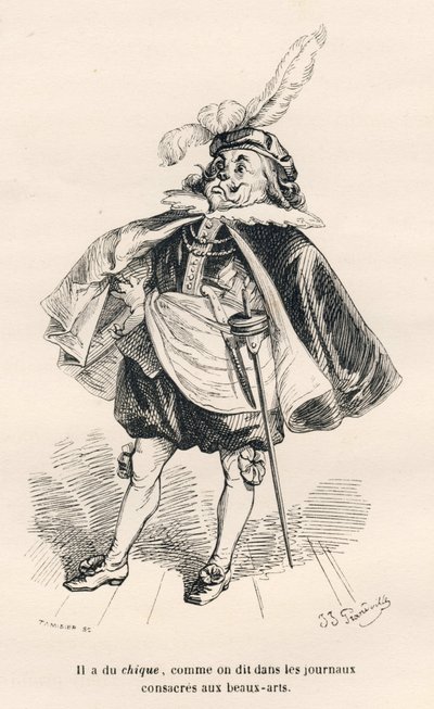 Cane con stile. Vignette illustrate da JJ Granville. Incisione firmata Tamisier nella parte intitolata "Le premier feuilleton de Pistolet" scritta da Jules Janin in "Scenes de la vie privee et publique des animaux". Paris, J. Hetzel et Paulin da Grandville