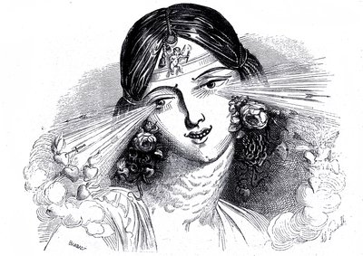 Volto di una donna con occhi penetranti da Grandville (1803 47)