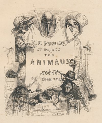 Frontespizio del libro "Scene della vita privata e pubblica degli animali". Parigi, J. Hetzel et Paulin da Grandville