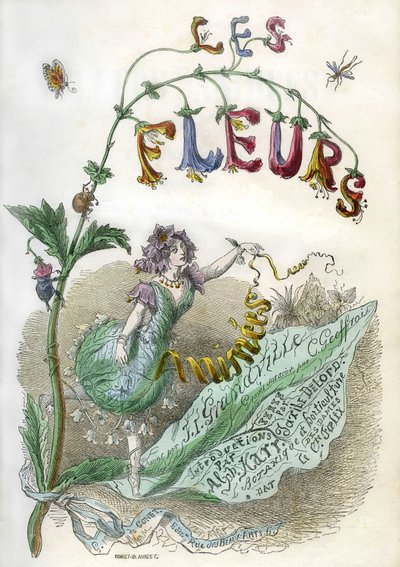 Frontespizio del libro "Les Fleurs animées", illustrato da Grandville, incisione colorata con stencil. Edizione Gonet 1857 da Grandville (1803 47)