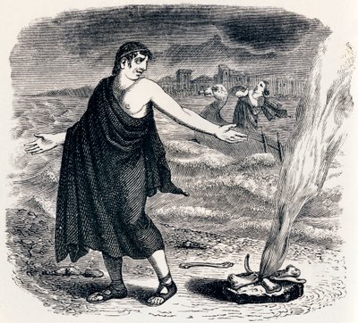 Giove e il passeggero (Jupiter et le passager) - Favole di La Fontaine da Grandville
