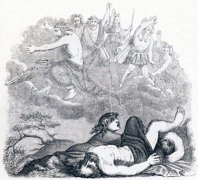 Giove e i tuoni (Jupiter et les tonnerres) - Favole di La Fontaine da Grandville