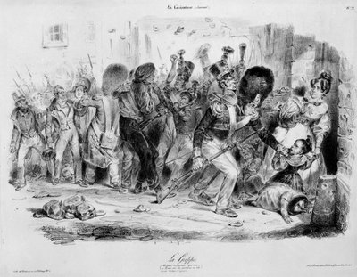 La Flu (influenza): malattia contagiosa che esercita la sua furia sui parigini nel 1831 - incisione di Grandville in 