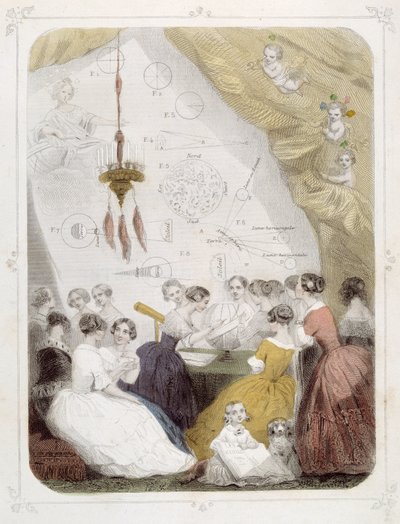 Signore che studiano astronomia da Grandville