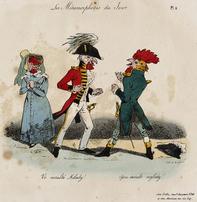 Le metamorfosi del giorno, n. 8 (litografia colorata a mano) da Grandville