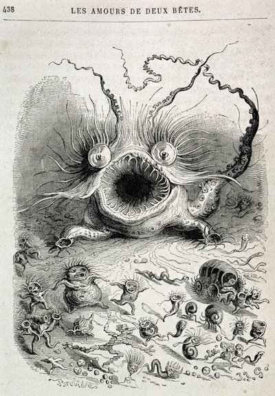 Les amours de deux bêtes (mostro spaventoso) - in "Animali dipinti da loro stessi: vita privata e pubblica degli animali" di Grandville, capitolo di Honoré de Balzac, ed. Hetzel da Grandville