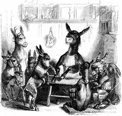 Scena da "Gli animali dipinti da loro stessi - Vita privata e pubblica degli animali" scritto da Balzac da Grandville (1803 47)