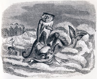 La scimmia e il delfino (Le singe et le dauphin) - Favole di La Fontaine da Grandville