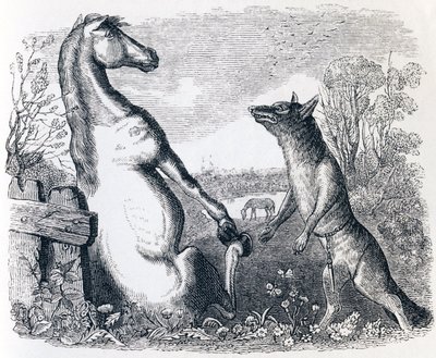 Il cavallo e il lupo (Le cheval et le loup) - Favole di La Fontaine da Grandville