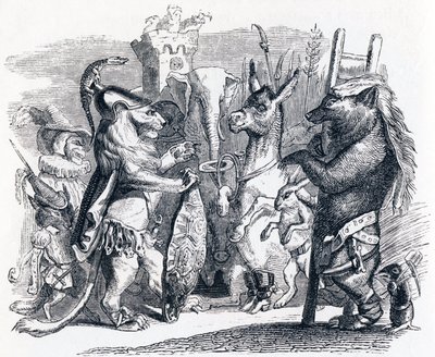 Il leone che parte per la guerra - Favole di La Fontaine da Grandville