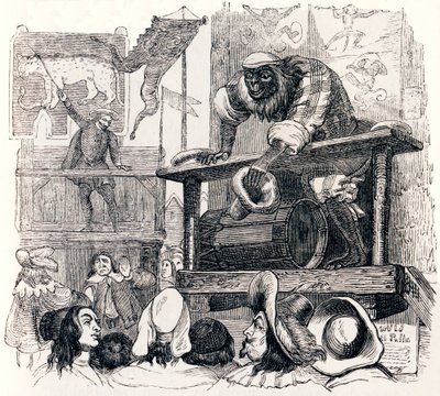 La scimmia e il leopardo - Favole di La Fontaine da Grandville