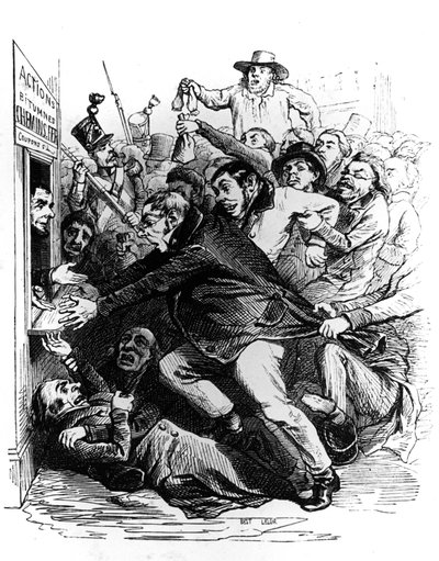 Gli azionisti, incisione dopo un disegno di Jean Ignace Isidore alias JJ Grandville da Grandville (1803 47)