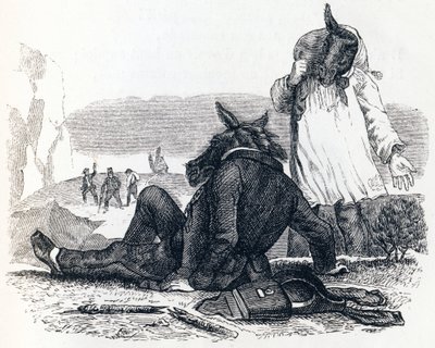 I due muli (Les deux mulets) - Favole di La Fontaine da Grandville