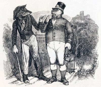 Il lupo e il cane (Le loup et le chien) - Favole di La Fontaine da Grandville