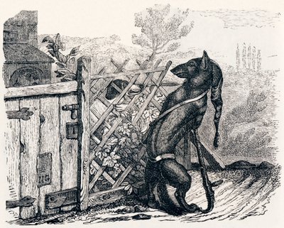 Il lupo e il cane magro - Favole di La Fontaine da Grandville