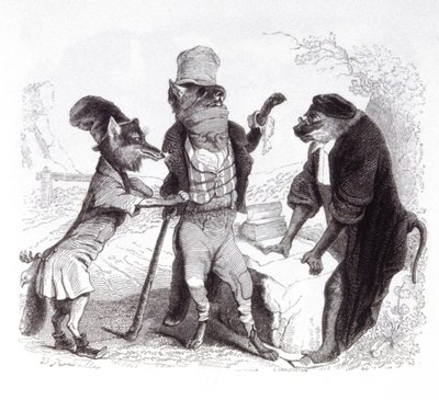 Il lupo che supplica contro la volpe davanti alla scimmia da Grandville (1803 47)