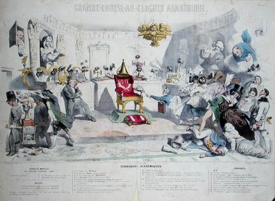 Grande Course au Clocher Academique, caricatura raffigurante l