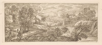 Paesaggio fluviale con due figure che camminano da Gérard Audran