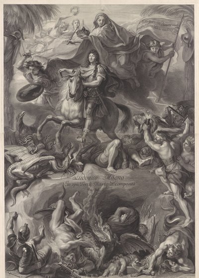 Ritratto allegorico a cavallo di Luigi XIV, re di Francia da Gérard Edelinck