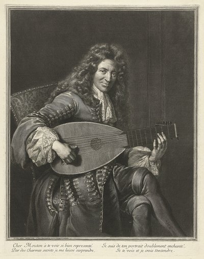 Ritratto del liutista e compositore Charles Mouton c. 1626-1710, ca. 1695 da Gérard Edelinck