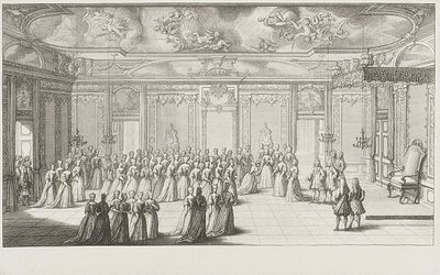 La sala delle udienze durante il ricevimento della sposa al Palazzo di Dresda il 2 settembre 1719 da Gerard Jean Baptiste Scotin
