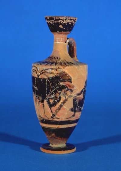 Lekythos a figure nere attiche raffigurante Ulisse che fugge dal Ciclope, c. 530 a.C. da Greek