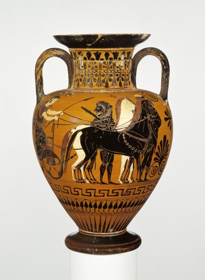 Anfora a figure nere attica con apoteosi di Eracle, c.530-20 a.C. da Greek