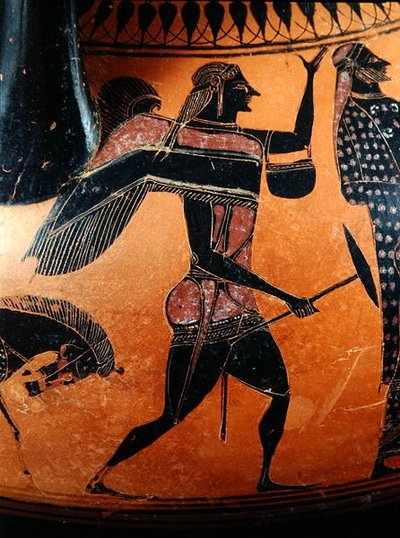 Anfora con la storia di Teseo e il Minotauro, c.540 a.C. (dettaglio) da Greek