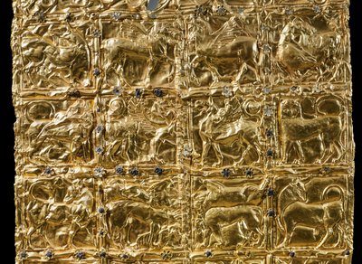 Foglio con decorazione in rilievo da Delfi (oro) (dettaglio) da Greek