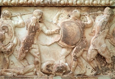 Gigantomachia (battaglia tra dei e giganti) (rilievo, fregio, 525 a.C.) da Greek