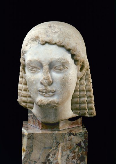 Testa di un Kouros, da Atene, c.510 a.C. da Greek