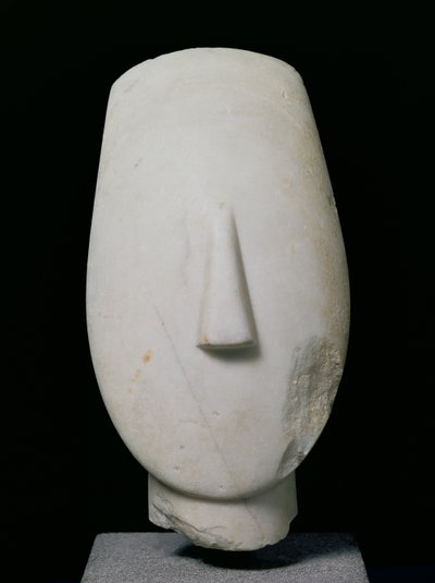 Testa di donna, frammento di una statua da Keros, Periodo Cicladico Antico II, c.2700-2400 a.C. da Greek