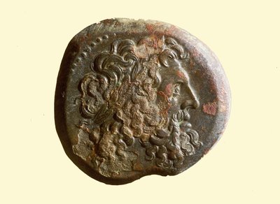 Moneta ellenistica con la testa di Zeus da Greek