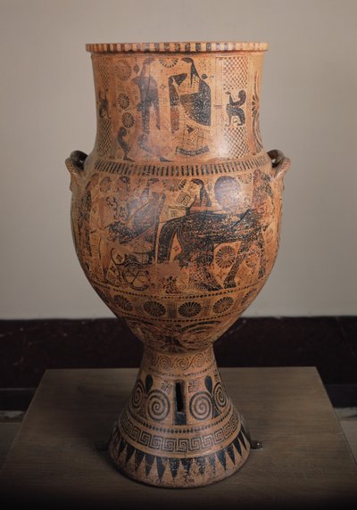 Cratere raffigurante la partenza di Ercole, da Aptera a Creta, c.610 a.C. da Greek