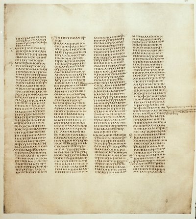 Pagina del Vangelo di San Giovanni. Codice greco noto come Codex Sinaiticus tra il 330 e il 350 da Greek