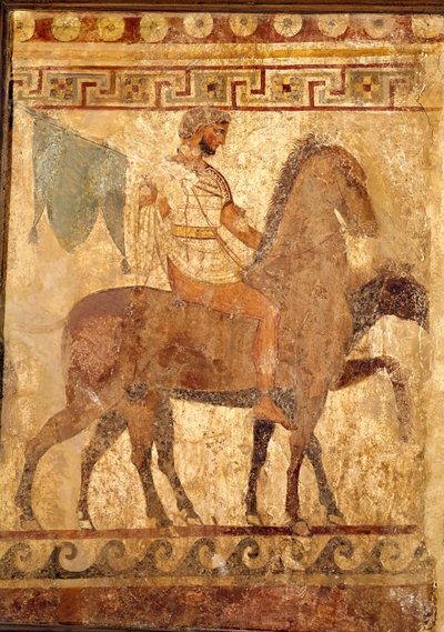 Soldato su un cavallo, pittura funeraria da Greek