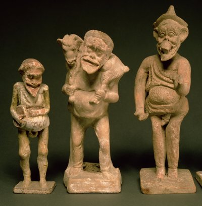 Statuette di attori e attrici, Ellenistico, c.325-50 a.C. (dettaglio) da Greek